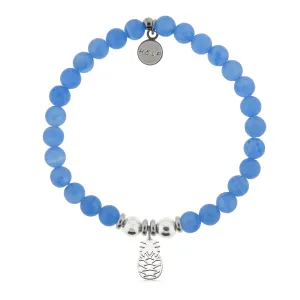 Pineapple Cutout Charm with Azure Blue Jade Charity Bracelet