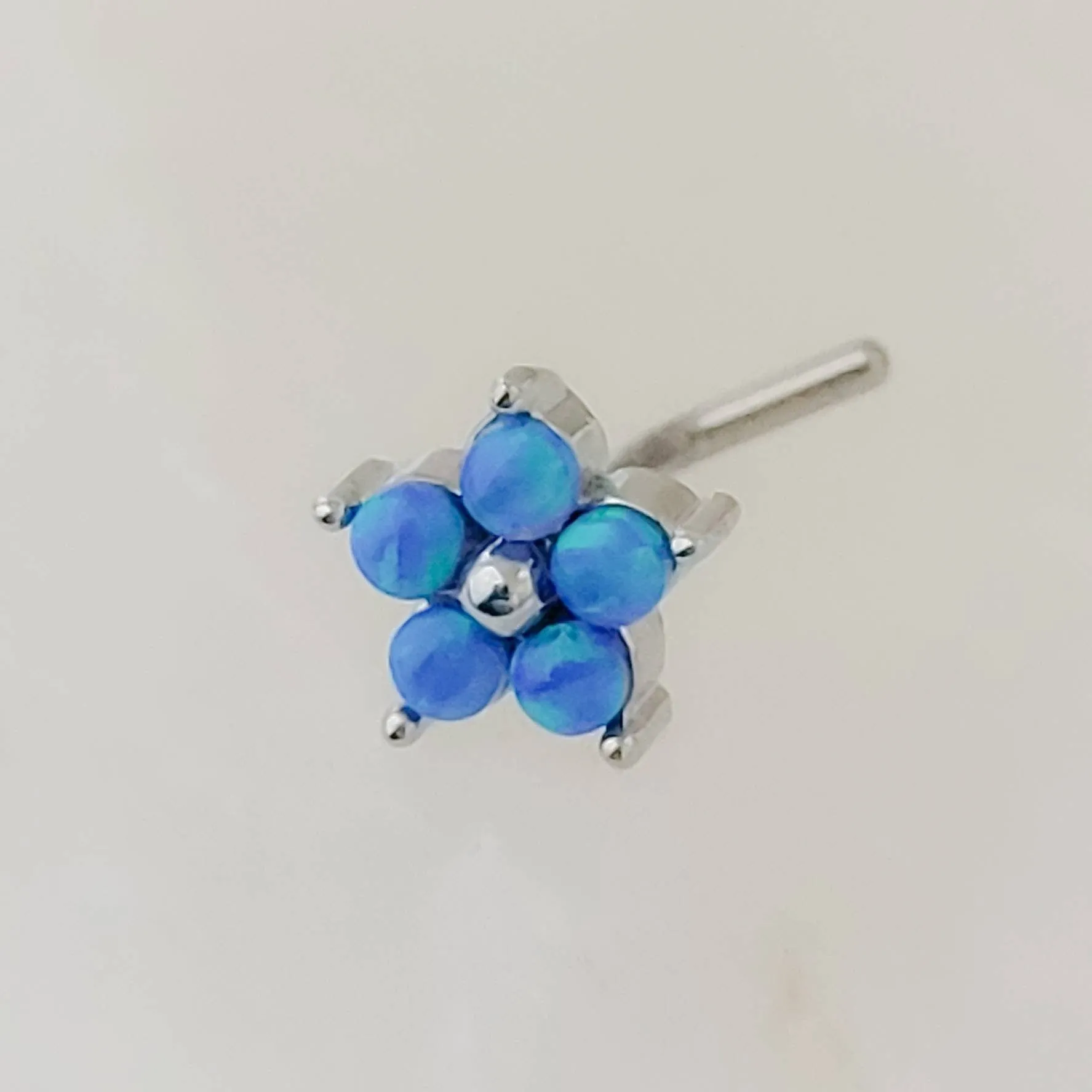 Pretty Opal Flower Nose Stud