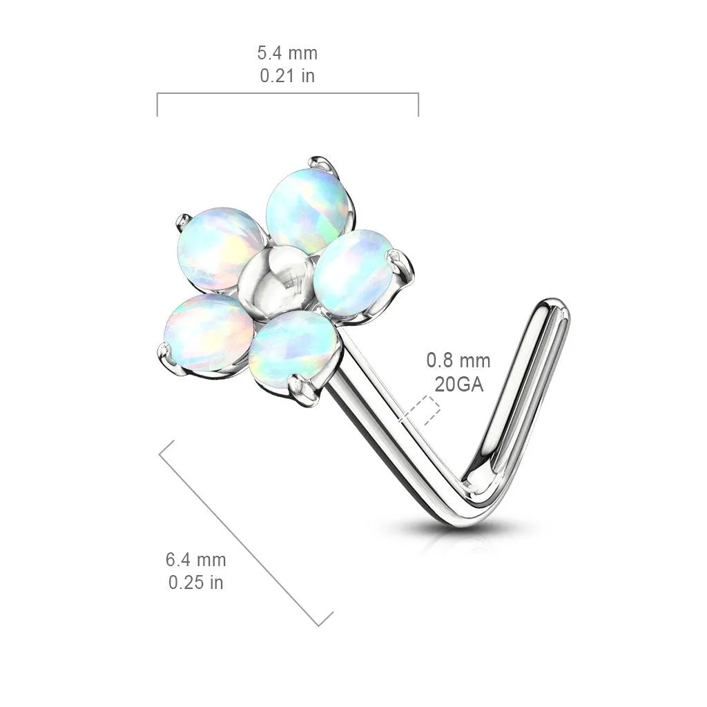 Pretty Opal Flower Nose Stud