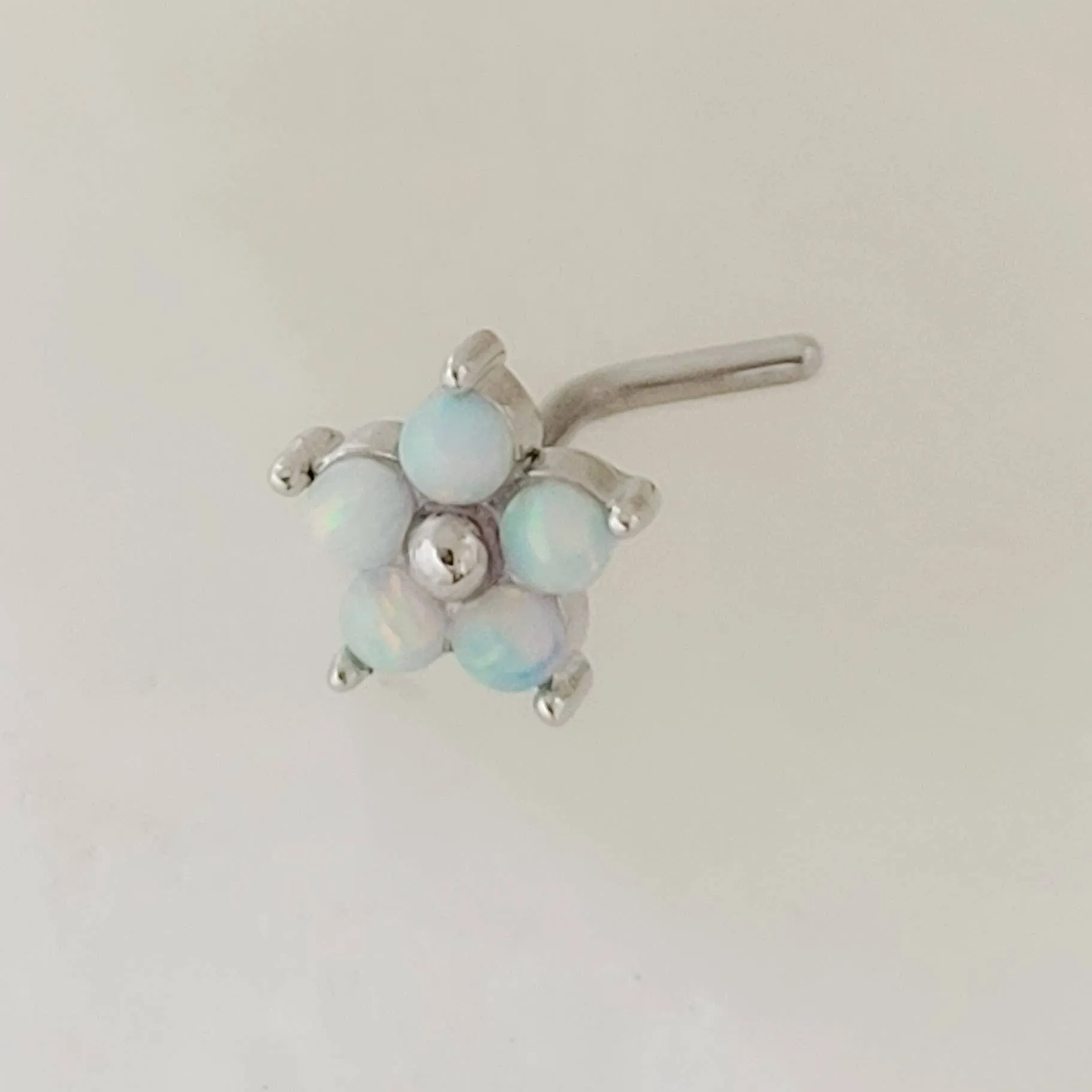 Pretty Opal Flower Nose Stud