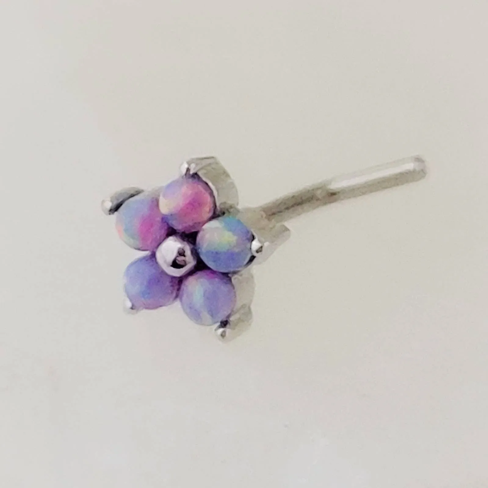 Pretty Opal Flower Nose Stud