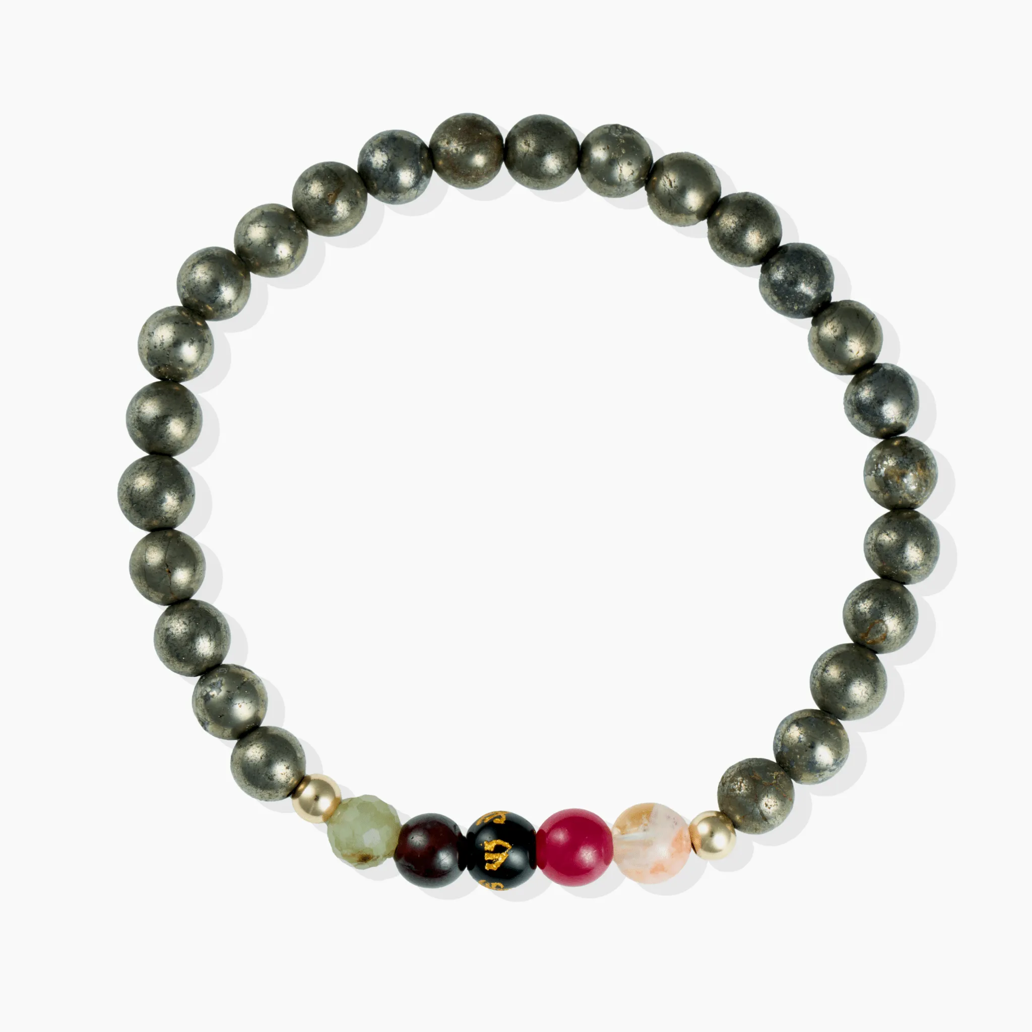Pyrite Mega Power Lucky 7 Gemstone Bracelet With REAL Gold