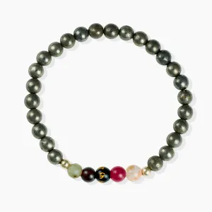 Pyrite Mega Power Lucky 7 Gemstone Bracelet With REAL Gold