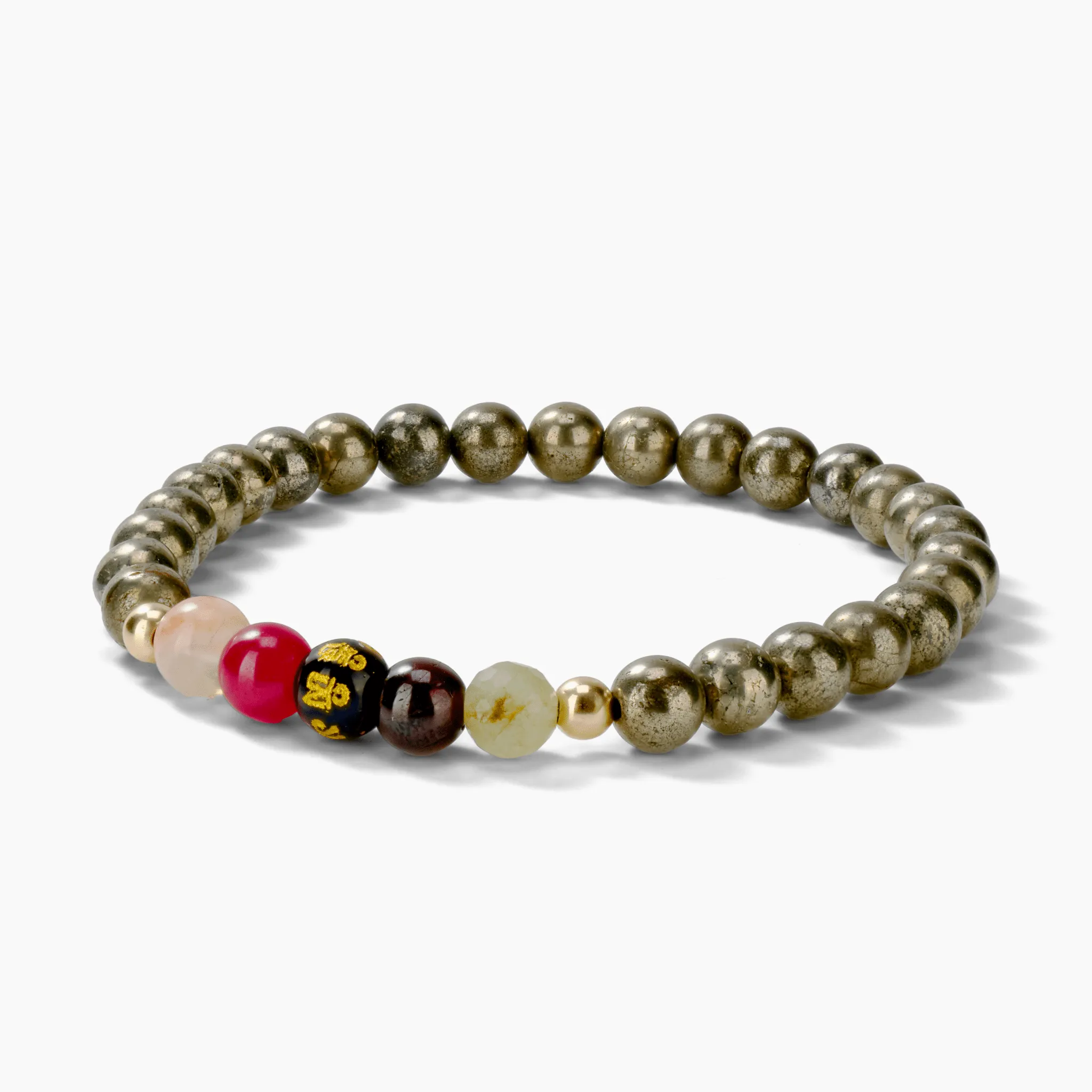 Pyrite Mega Power Lucky 7 Gemstone Bracelet With REAL Gold