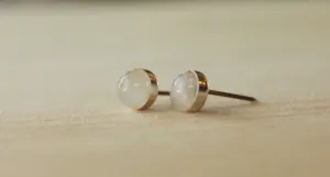 Rose Quartz Bezel Gemstones, Large (Niobium or Titanium Stud Earrings)
