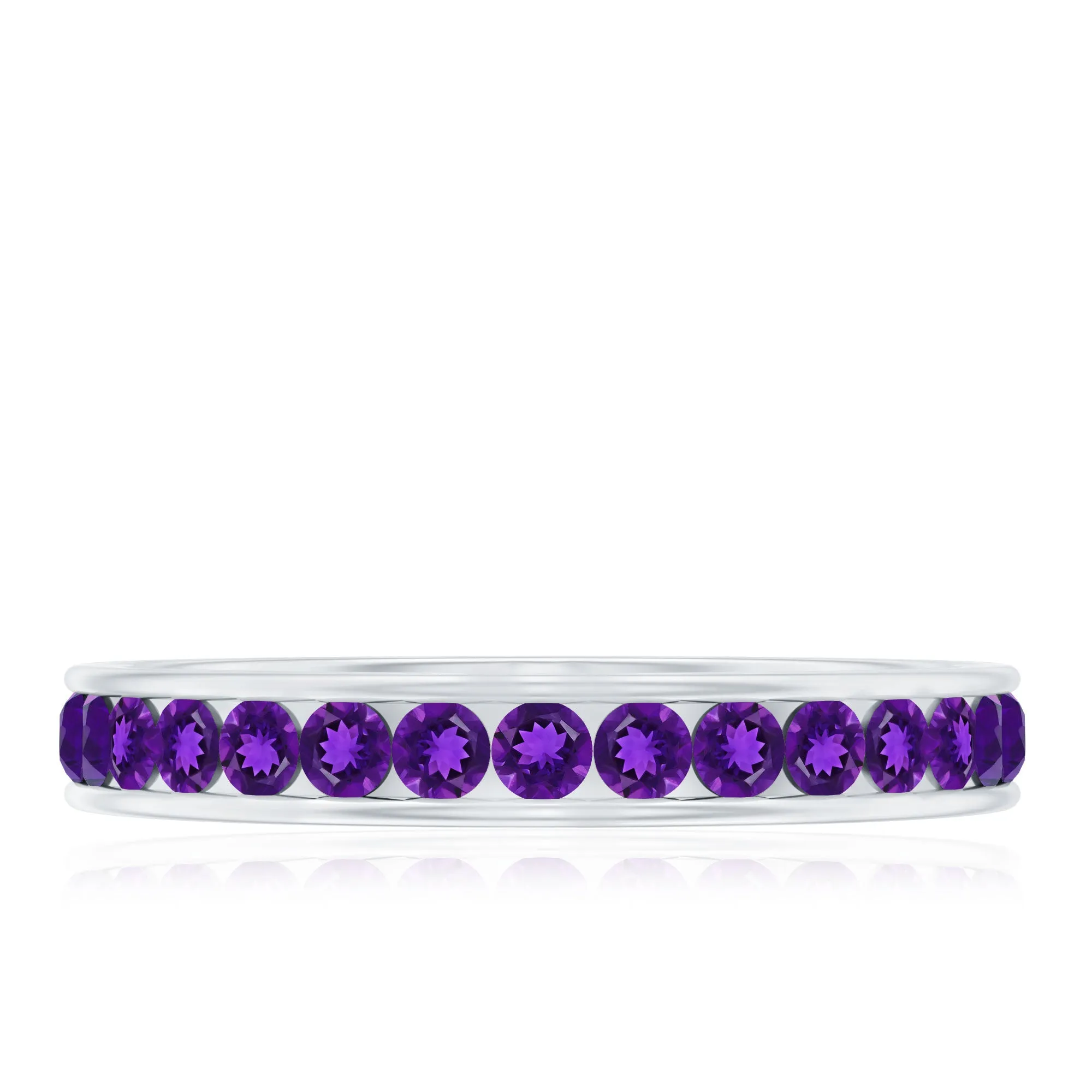 Round Shape Amethyst Eternity Ring in Channel Setting