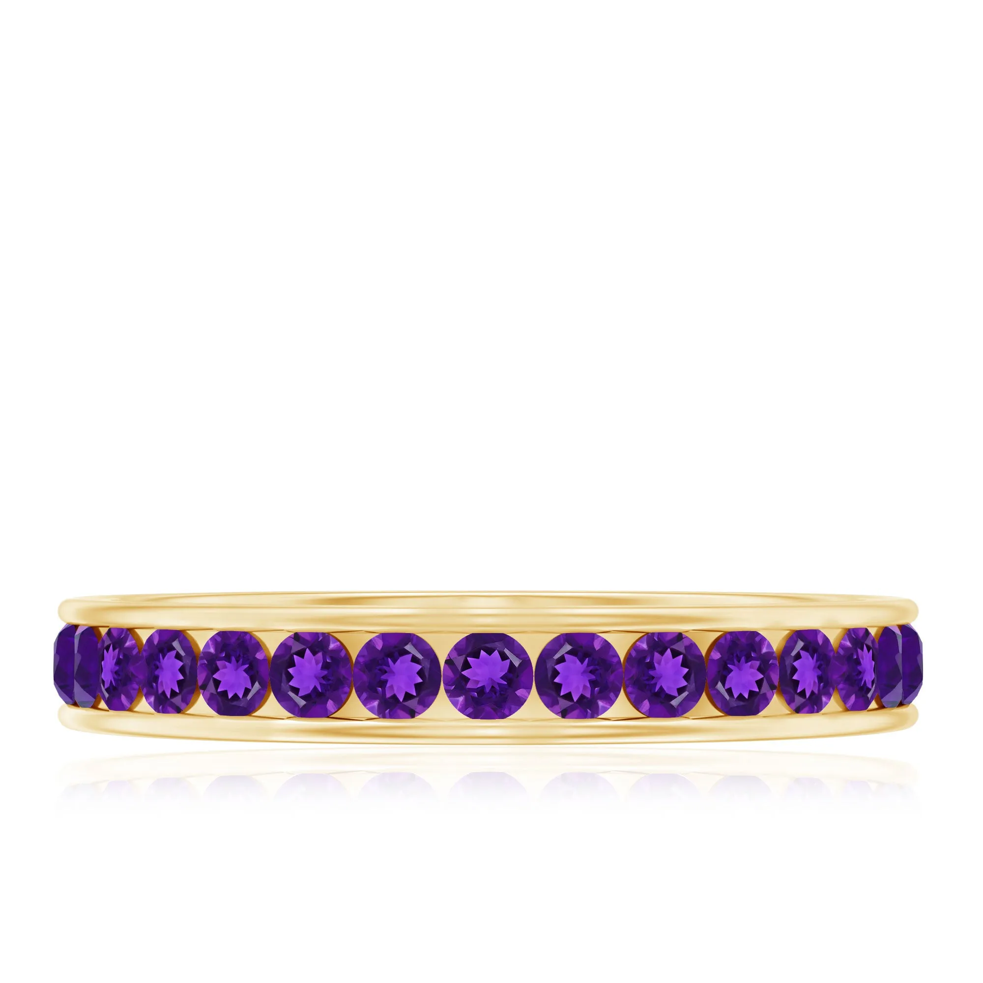 Round Shape Amethyst Eternity Ring in Channel Setting