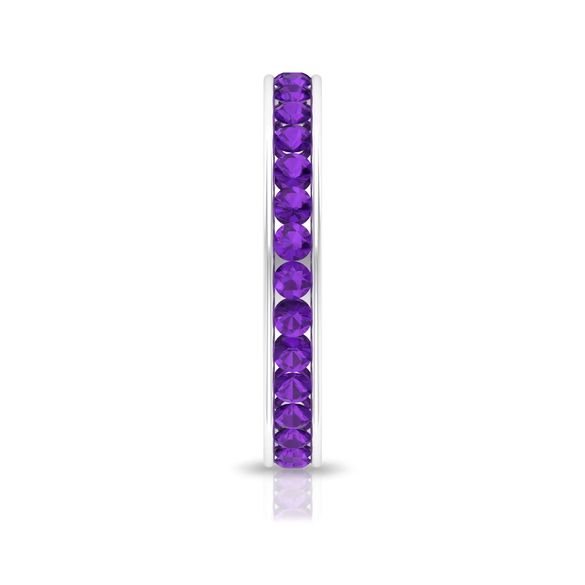Round Shape Amethyst Eternity Ring in Channel Setting