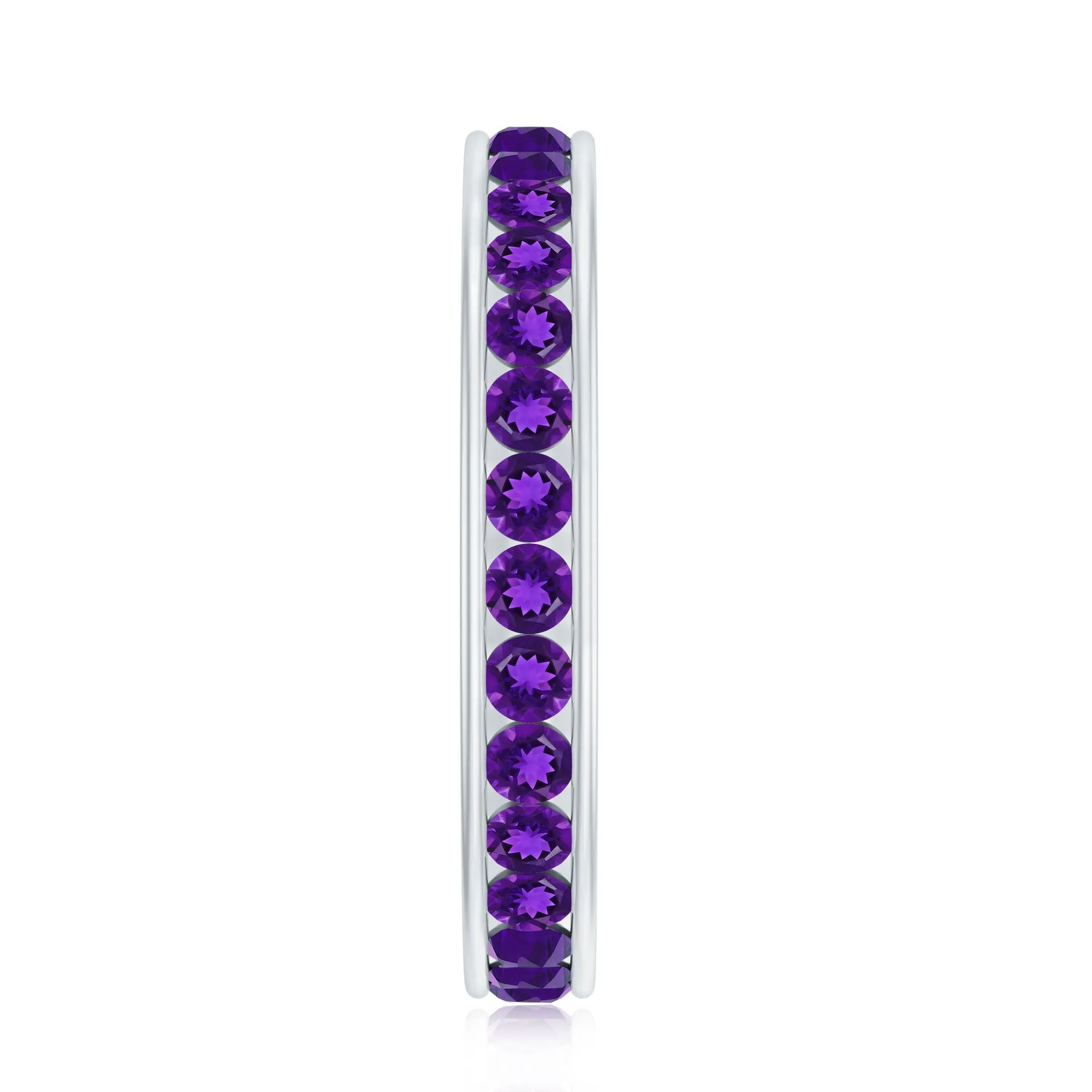 Round Shape Amethyst Eternity Ring in Channel Setting