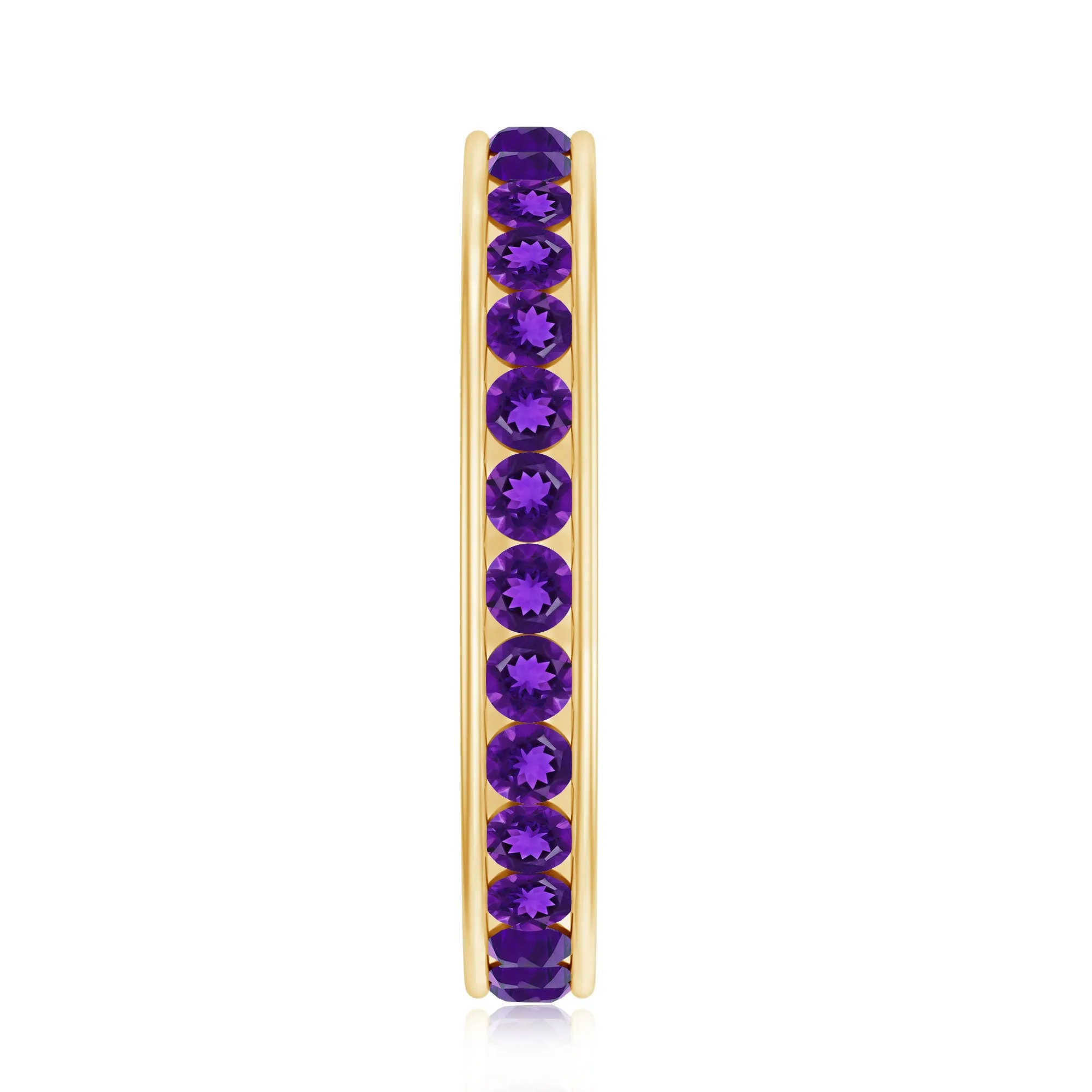 Round Shape Amethyst Eternity Ring in Channel Setting