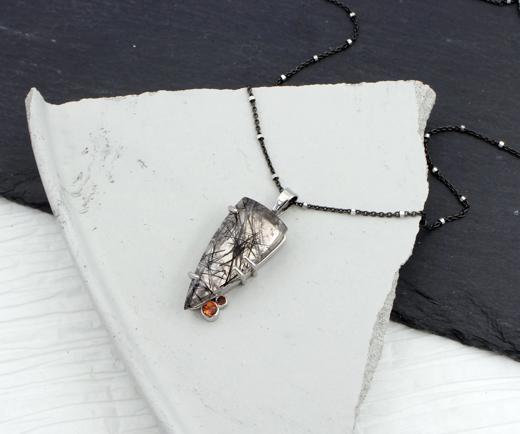 Rutilated Quartz Dagger Topaz Necklace