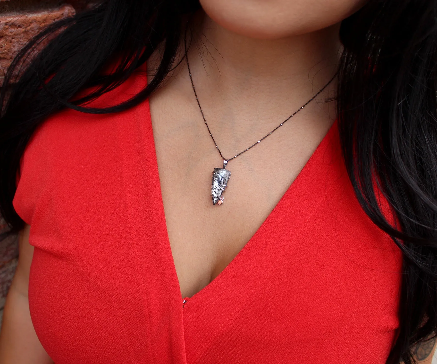 Rutilated Quartz Dagger Topaz Necklace