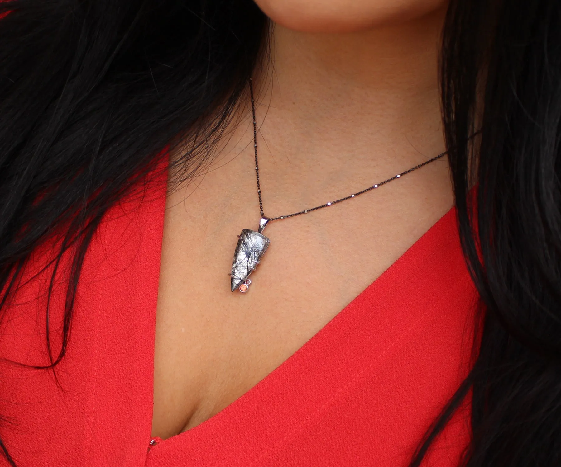 Rutilated Quartz Dagger Topaz Necklace