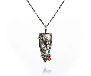 Rutilated Quartz Dagger Topaz Necklace