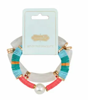 Sequin Bracelet Set- White