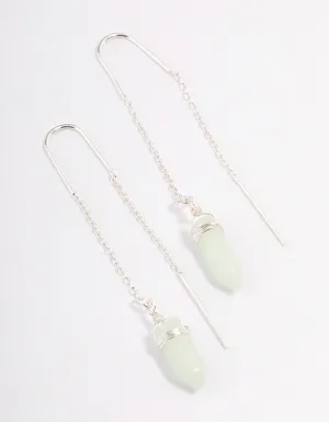 Silver Green Fluorite Threader Earrings