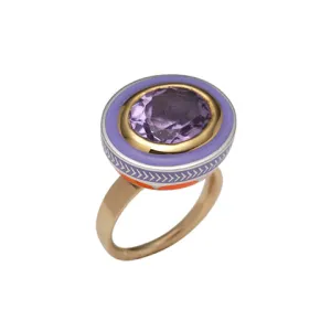 Silver Tile Oval Ring Lavender Amethyst