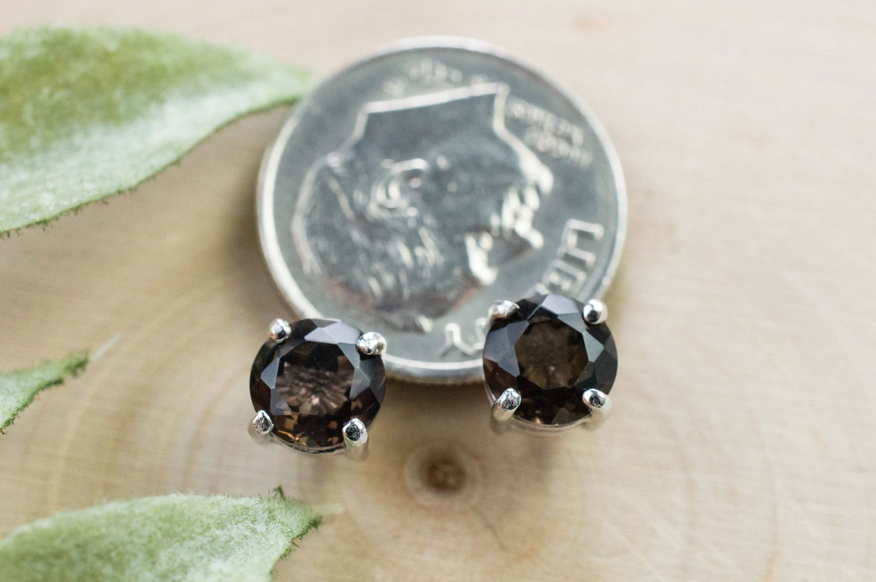 Smoky Quartz Earrings; Genuine Untreated USA Quartz; 1.465cts