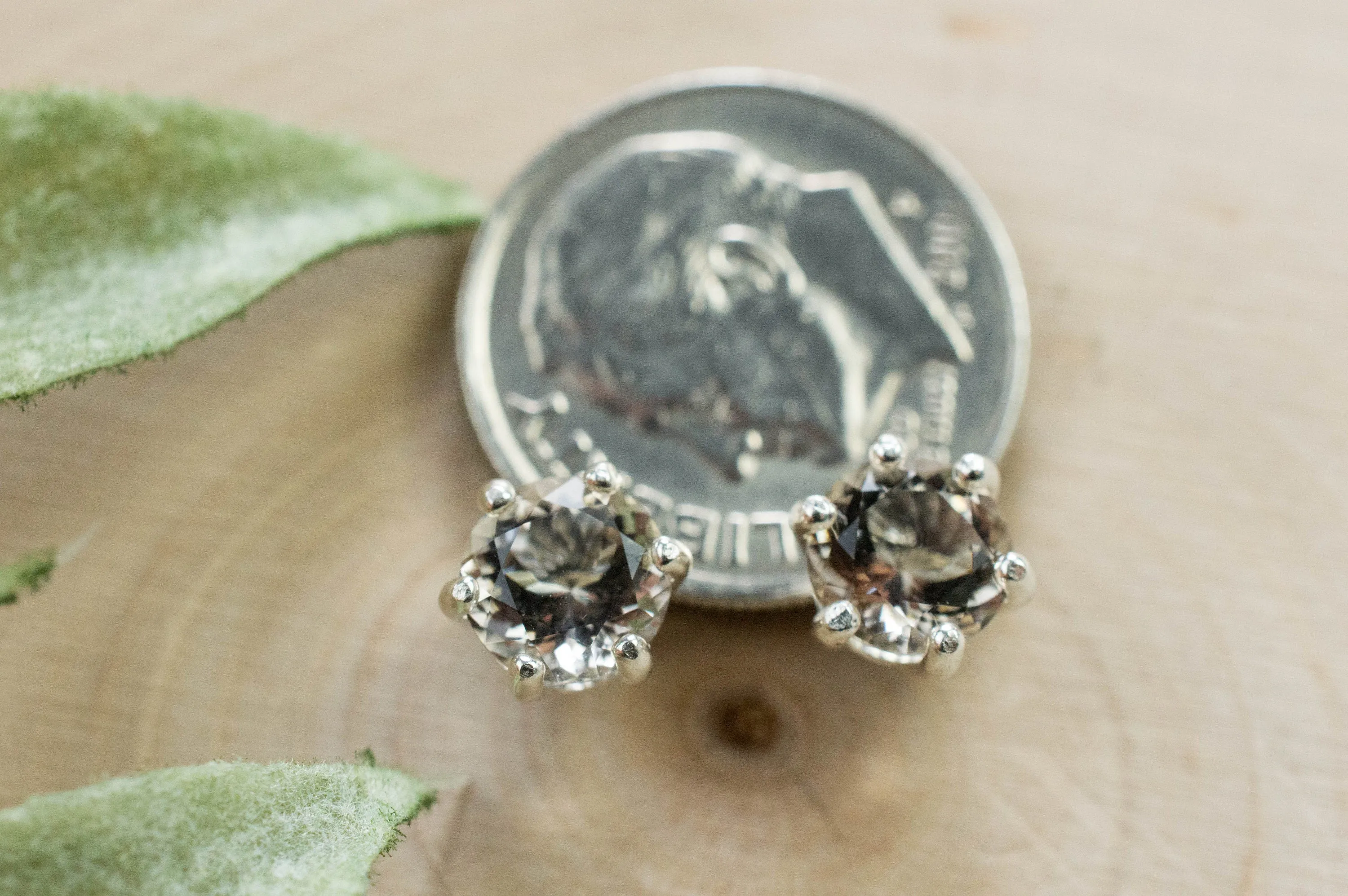 Smoky Quartz Earrings; Genuine Untreated USA Quartz; 1.470cts