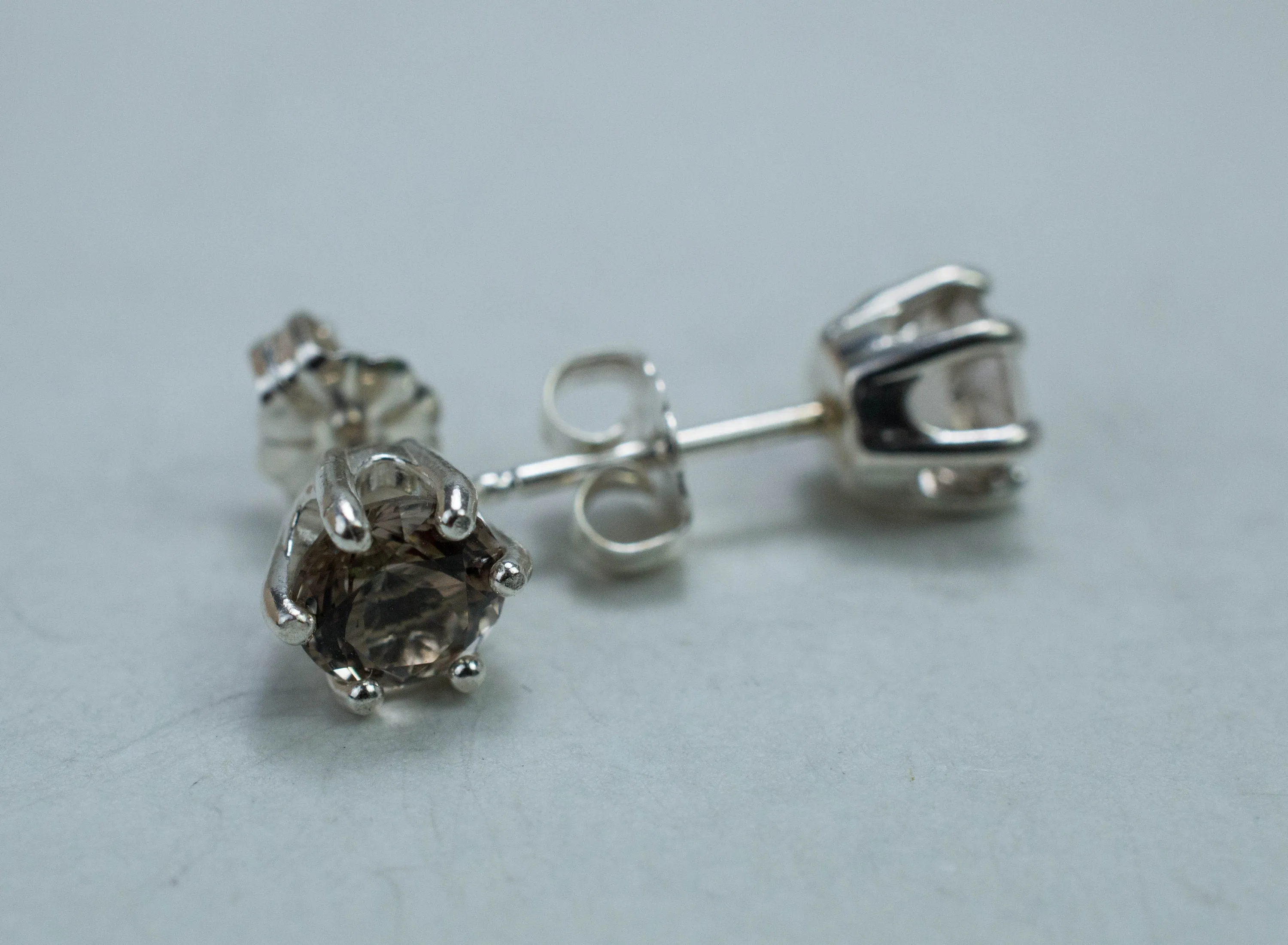 Smoky Quartz Earrings; Genuine Untreated USA Quartz; 1.470cts