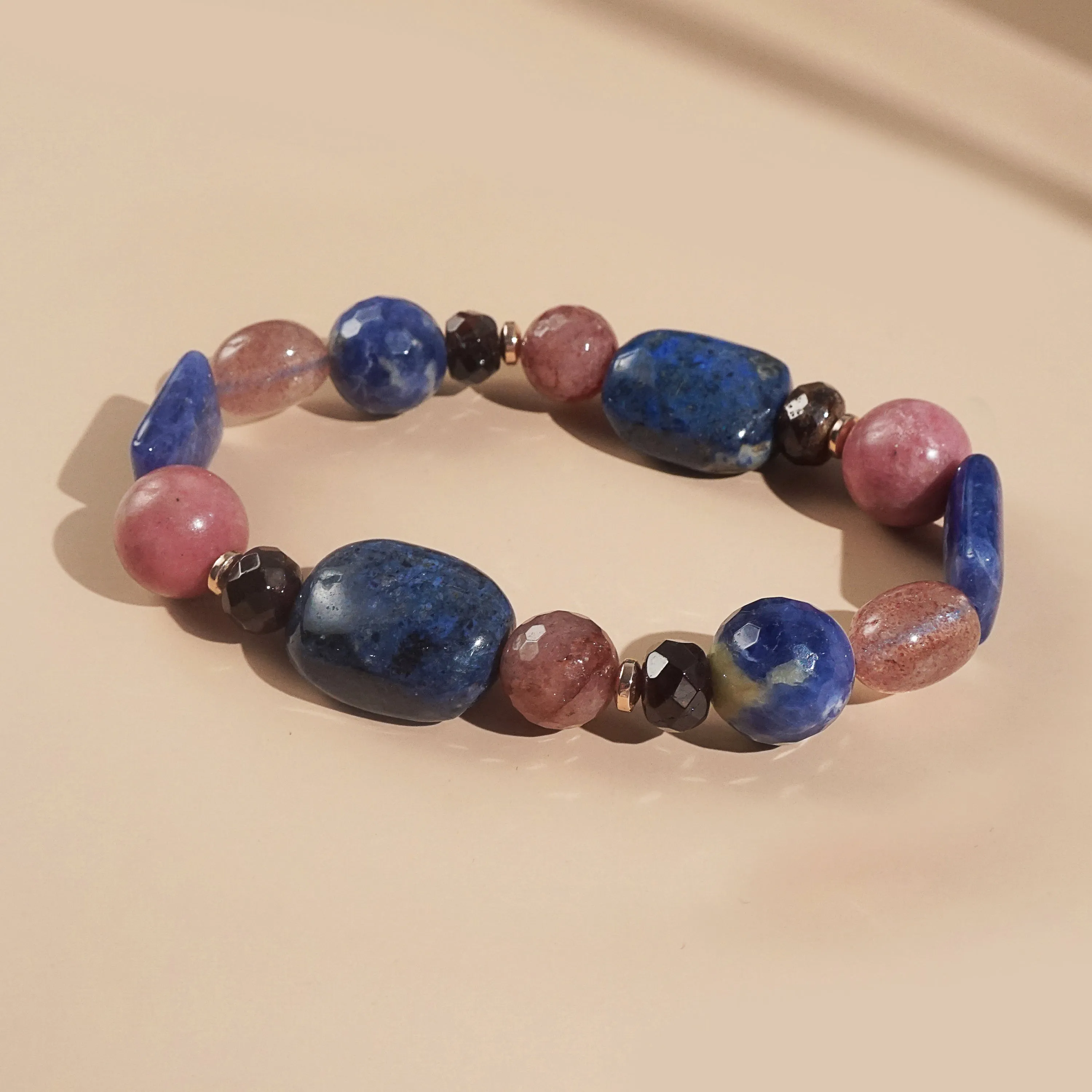 Sodalite, Dumortierite, and Rhodonite Mixed Gemstones