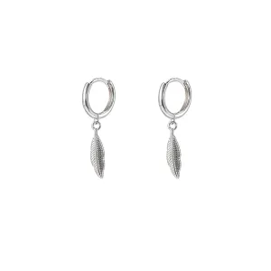 Sterling Silver Feather Huggie Earrings