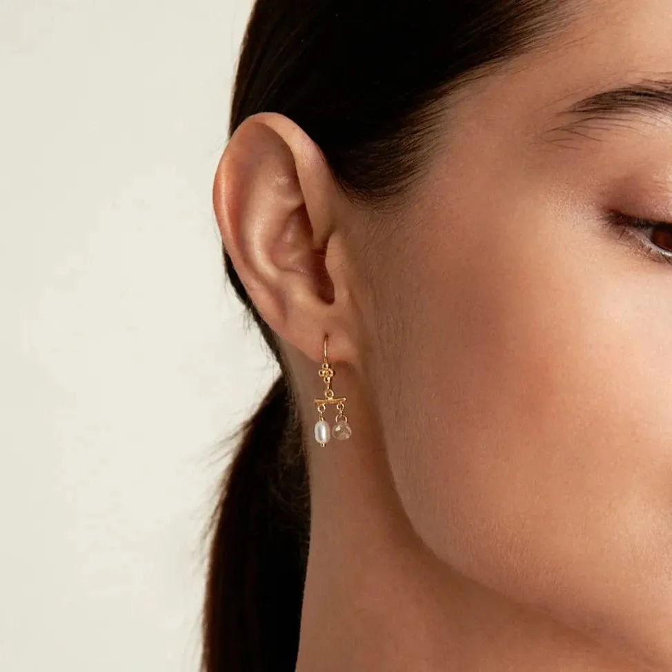 Talia Drop Earrings Mini White Pearl