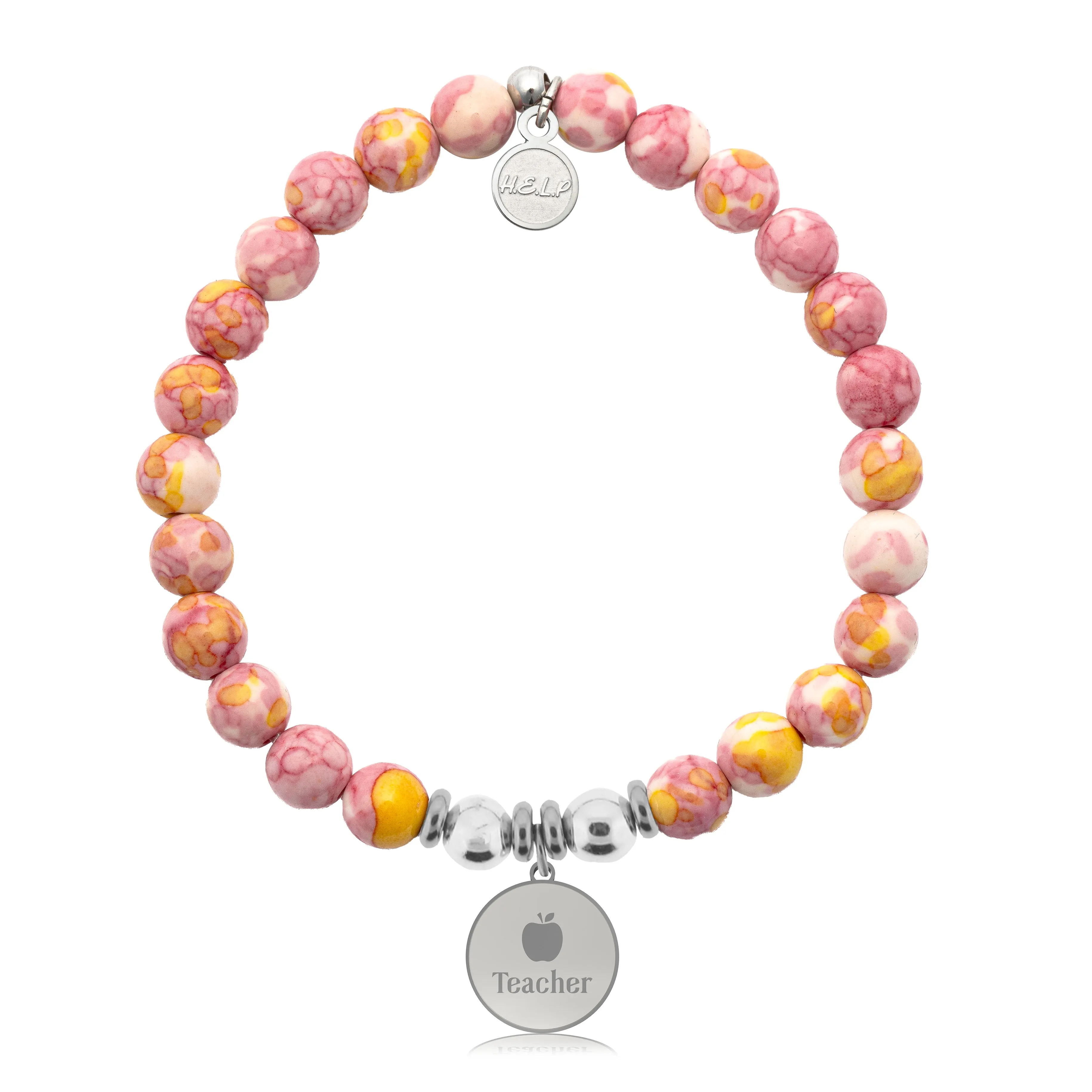 Teacher Charm with Lemonade Jade Charity Bracelet