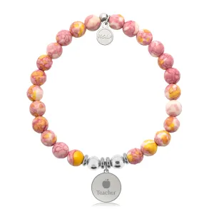 Teacher Charm with Lemonade Jade Charity Bracelet