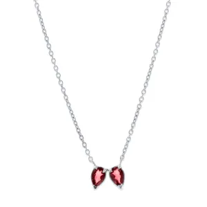 Teardrop Necklace, Garnet, Silver
