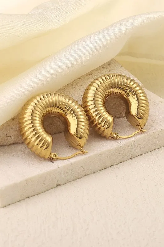 The Allora 18k Gold Plated Textured Hoop Earring