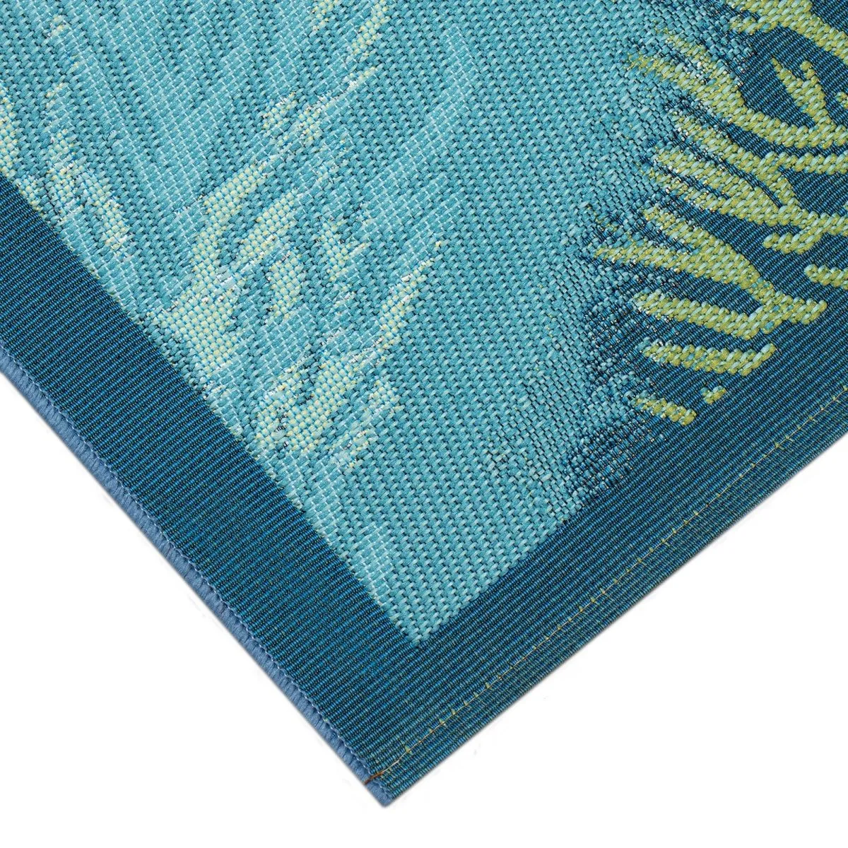 Trans-Ocean ESENCIA Indoor/Outdoor Power Loomed Latex Back Non Slip Mat  - Lapis