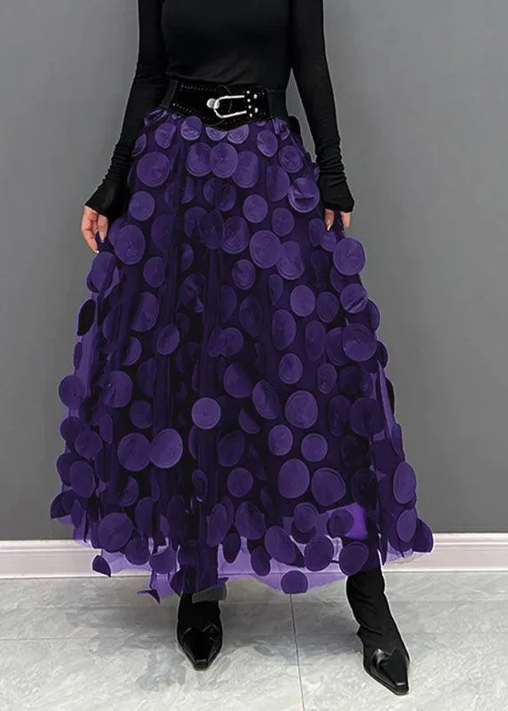 Women's Elegant Midi Tulle Skirt: Black Polka Dot